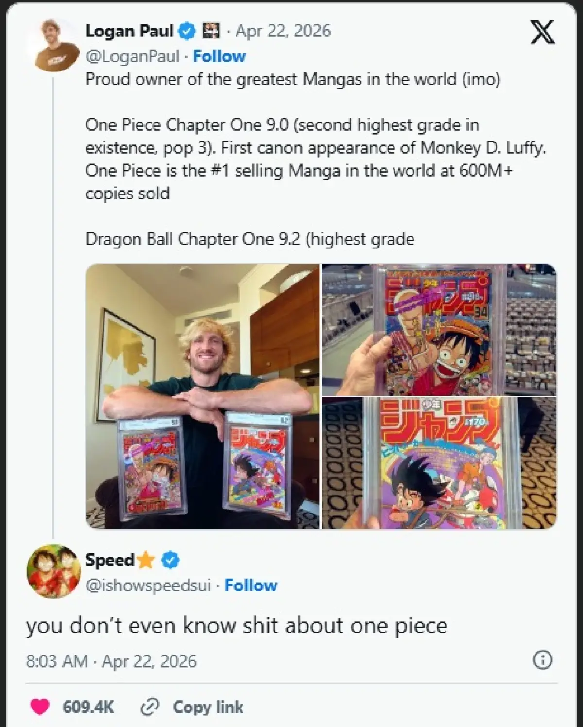 Logan Paul Sebut Fans One Piece Terlalu Bawa Perasaan Soal Koleksinya