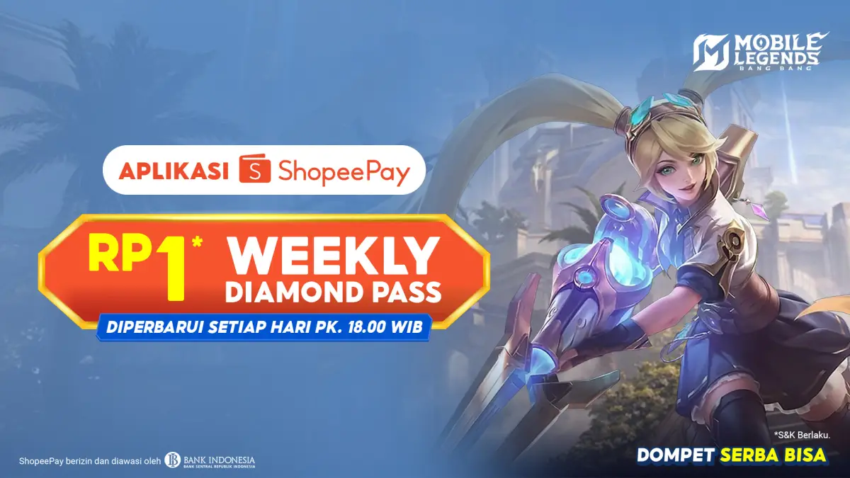 ShopeePay Hadirkan Promo Weekly Diamond Pass MLBB Rp1, Bisa Dapat Hingga 220 Diamond