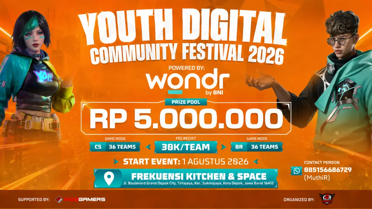 Youth Digital Community Festival 2026 by Wondr BNI Siap Digelar di Depok, Turnamen FF Berhadiah Jutaan Rupiah